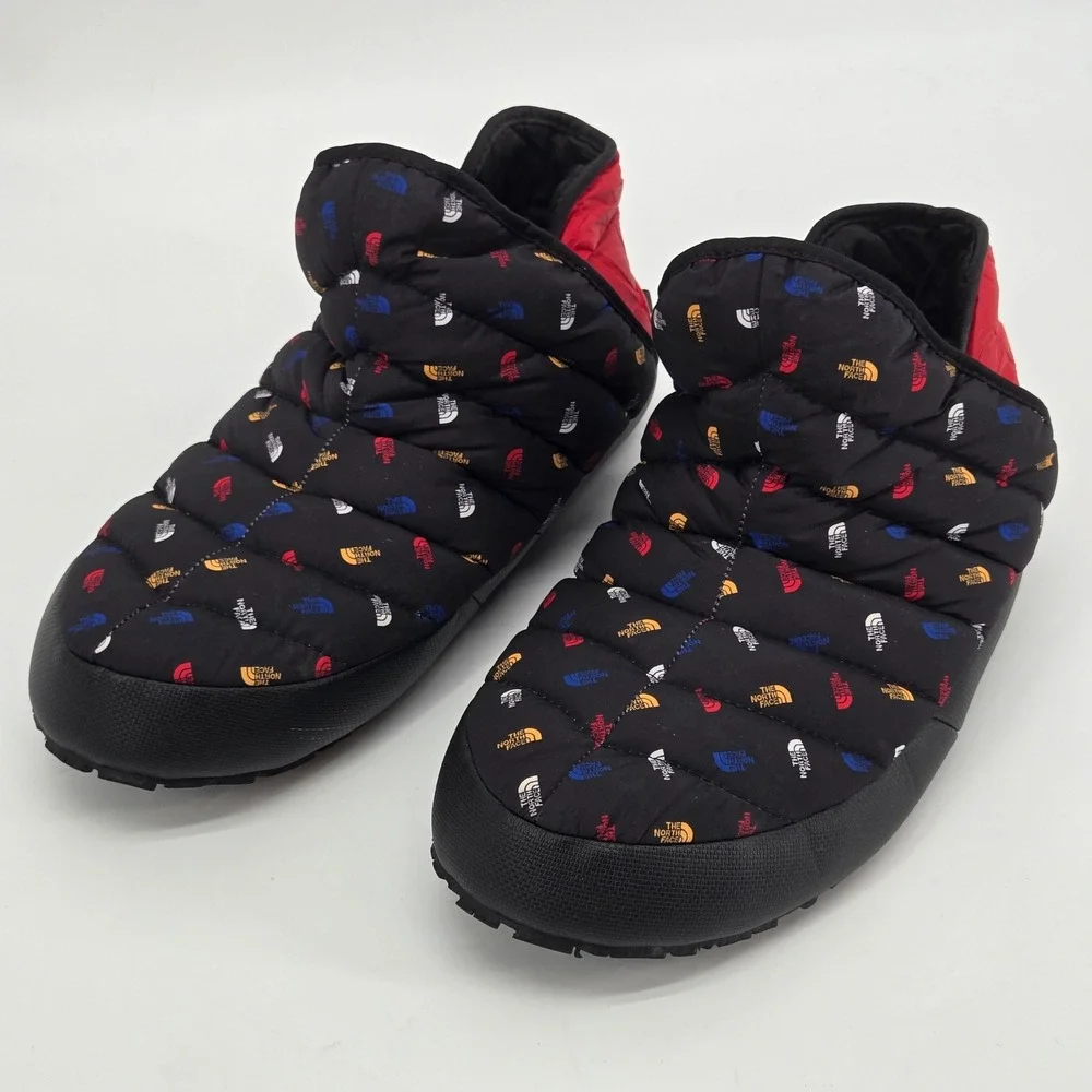 The North Face Nuptse Praction Slipper Bootie Multi Logo Black Red Mens 10